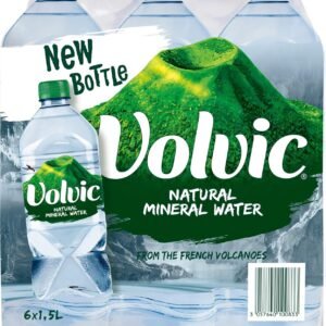 Volvic Natural Water, Mineral Drinking Water, Sustainably Sourced Water Bottle, Case Of 6 X 1.5L Volvic Bottles
